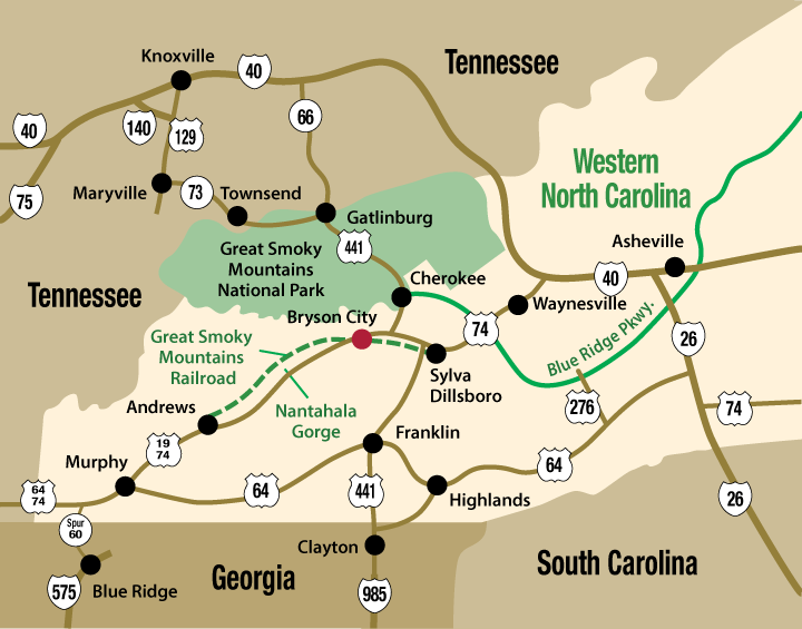 map of bryson city nc Smoky Mountain Getaways Cherokee Nc Cabin Rental map of bryson city nc