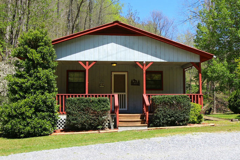 Exterior of wolf's den cabin